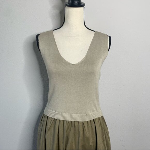 TAYLOR Olive Green Poplin Skirt Midi Dress - Picture 6 of 13